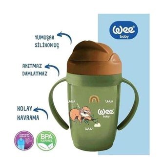 Wee Baby Friends Akıtmaz Kulplu 6+ Ay 265 ml Alıştırma Bardağı Yeşil