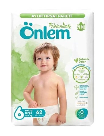 Önlem Botanika 6 Numara Organik Bantlı Bebek Bezi 62 Adet
