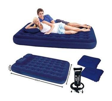 Bestway 67374 Katlanır Ev Tipi Çift Kişilik Şişme Yatak Lacivert