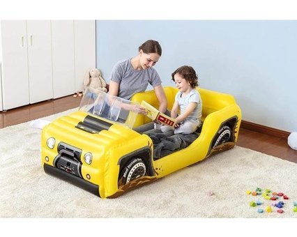 Bestway 67714 Katlanır Ev Tipi Jeep Temalı Tek Kişilik Şişme Yatak Lacivert