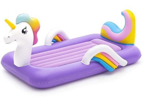 Bestway 67713 Katlanır Ev Tipi Unicorn Temalı Tek Kişilik Şişme Yatak Lacivert