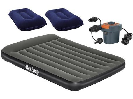 Bestway 67681 Katlanır Elektrikli Kamp Çift Kişilik Şişme Yatak Gri
