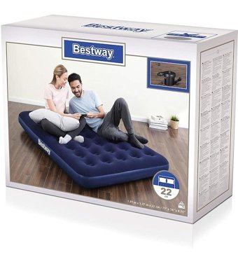 Bestway 67287 Katlanır Elektrikli Ev Tipi Çift Kişilik Şişme Yatak Lacivert