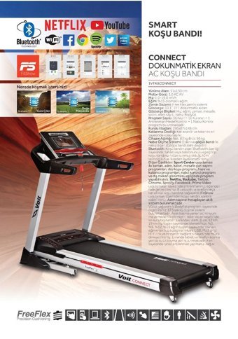 Voit Connect 54 Programlı 130 kg Kapasiteli Motorlu Koşu Bandı Gri