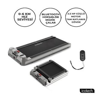 İcotech T6 120 kg Kapasiteli Motorlu Katlanabilir Koşu Bandı Gri