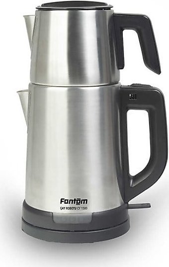 Fantom CY 1500 Otomatik Çelik Demlikli 1800 W Işıklı Çelik Gövdeli Beyaz Retro Çay Makinesi