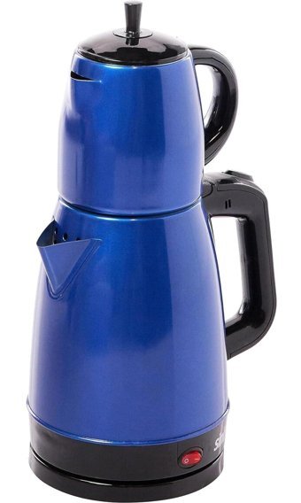 Sinbo STM 5838 Otomatik Çelik Demlikli 1600 W Işıklı Çelik Gövdeli Lacivert Retro Çay Makinesi