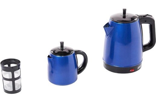 Sinbo STM 5838 Otomatik Çelik Demlikli 1600 W Işıklı Çelik Gövdeli Lacivert Retro Çay Makinesi