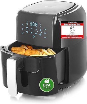 Emerio AF-123544 Xxl Airfryer 5.5 lt Tek Hazneli Izgara Yapan Led Ekranlı Yağsız Sıcak Hava Fritözü Siyah