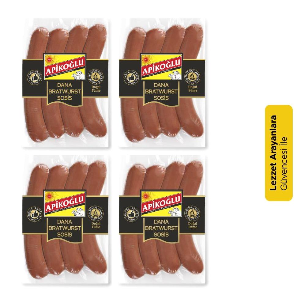 Apikoğlu Bratwurst Dana Uzun Sosis 4x370 gr