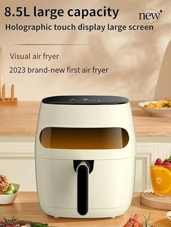 Nqyzzfd Airfryer 8.5 lt Tek Hazneli Led Ekranlı Yağsız Sıcak Hava Fritözü Bej