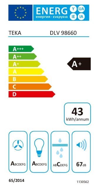 Teka DLV 98660 BK 272.5 W 690 m3/h 90 cm Cam Bacalı Duvar Tipi Damlumbaz Siyah