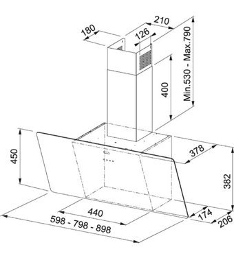 Franke 1100361907 560 m3/h 60 cm Cam Karbon Filtreli Duvar Tipi Damlumbaz Beyaz