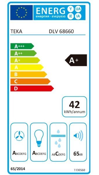 Teka DLV 68660 BK 272.5 W 725 m3/h 60 cm Cam Bacalı Duvar Tipi Damlumbaz Siyah