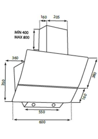 Luxell DA6-830 140 W 650 m3/h 60 cm Cam Bacalı Duvar Tipi Damlumbaz Gri
