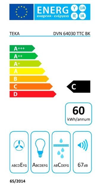 Teka DVN 64030 TTC BK 190 W 445 m3/h 59.8 cm Paslanmaz Çelik Karbon Filtreli Bacalı Duvar Tipi Damlumbaz Siyah