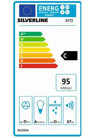 Silverline 3173 Quadro 213 W 700 m3/h 60 cm Paslanmaz Çelik Karbon Filtreli Bacalı Duvar Tipi Damlumbaz Siyah
