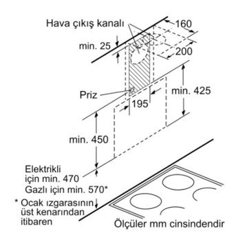 Bosch DWK065G60T 210 W 540 m3/h 596 mm Cam Karbon Filtreli Bacasız Duvar Tipi Damlumbaz Siyah