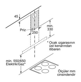 Siemens iQ300 LC66BBM50 580 m3/h 60 cm Paslanmaz Çelik Bacalı Duvar Tipi Damlumbaz Gri