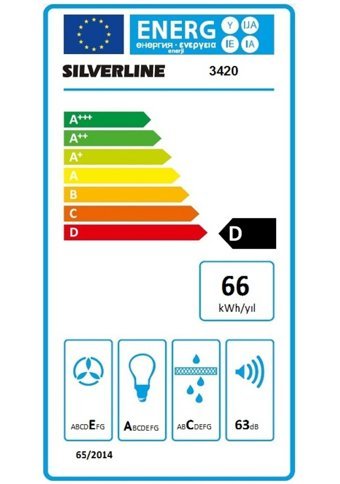 Silverline 3420 Classy 131 W 533 m3/h 60 cm Cam Karbon Filtreli Bacalı Duvar Tipi Damlumbaz Gri
