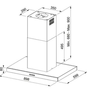 Franke TALE ADA 905 I BK MATT 270 W 450 m3/h 90 cm Metal Bacasız Tavan Tipi Damlumbaz Siyah