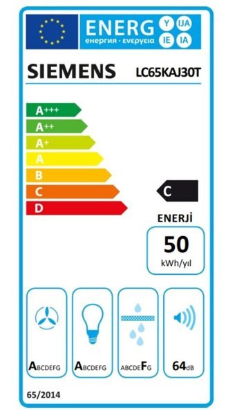 Siemens LC65KAJ30T 210 W 638 m3/h 60 cm Cam Bacalı Duvar Tipi Damlumbaz Beyaz
