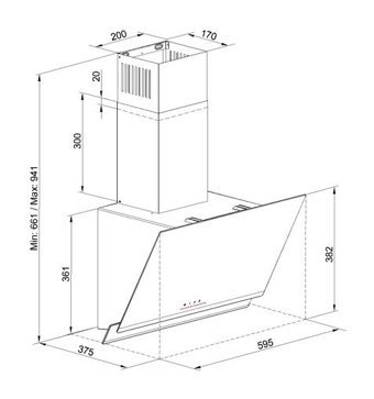 Tommatech TDE6003WG D 152.5 W 500 m3/h 59.5 cm Cam Karbon Filtreli Bacalı Duvar Tipi Damlumbaz Beyaz