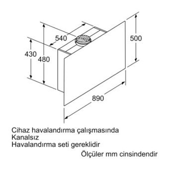 Bosch DWF97KM60 140 W 405 m3/h 890 mm Cam Karbon Filtreli Bacasız Duvar Tipi Damlumbaz Siyah