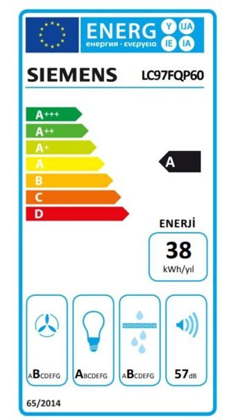 Siemens iQ500 LC97FQP60 140 W 730 m3/h 90 cm Cam Bacalı Duvar Tipi Damlumbaz Siyah