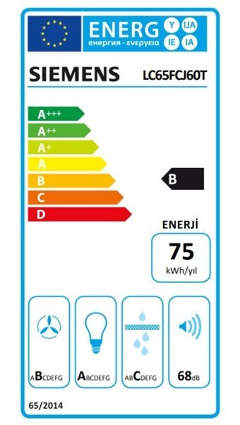 Siemens LC65FCJ60T 165 W 649 m3/h 60 cm Cam Bacalı Duvar Tipi Damlumbaz Siyah