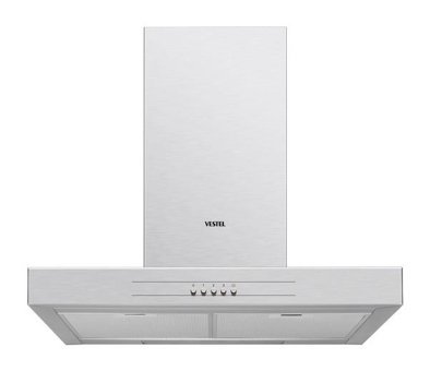 Vestel AD-6021 YX 190 W 625 m3/h 60 cm Paslanmaz Çelik Karbon Filtreli Bacalı Duvar Tipi Damlumbaz Gri