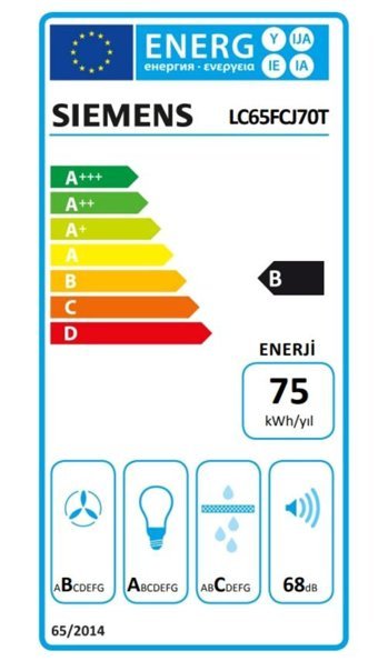Siemens LC65FCJ70T 165 W 649 m3/h 60 cm Cam Bacalı Duvar Tipi Damlumbaz İnox