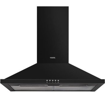 Vestel AD-6001 S 320 m3/h 60 cm Paslanmaz Çelik Karbon Filtreli Bacalı Duvar Tipi Damlumbaz Siyah
