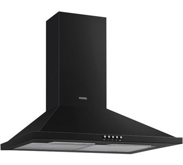 Vestel AD-6001 S 320 m3/h 60 cm Paslanmaz Çelik Karbon Filtreli Bacalı Duvar Tipi Damlumbaz Siyah
