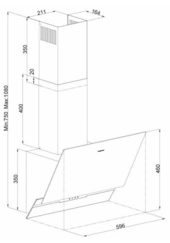Silverline 3450 Slim-Line Basic 621 m3/h 59.6 cm Cam Karbon Filtreli Bacalı Duvar Tipi Damlumbaz Beyaz