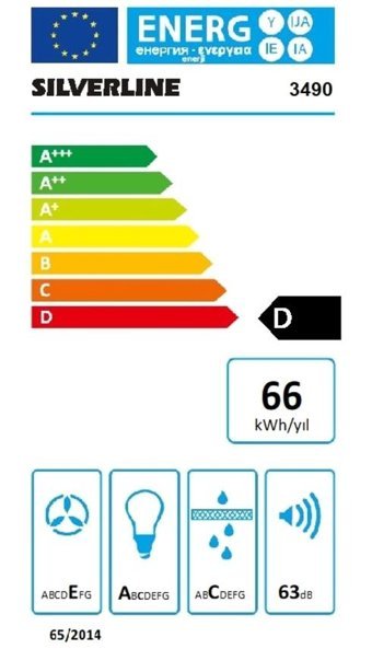 Silverline 3490 Oslo 131 W 418 m3/h 59.6 cm Cam Karbon Filtreli Bacalı Duvar Tipi Damlumbaz Siyah