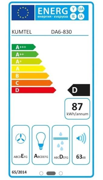 Kumtel DA6-830 140 W 650 m3/h 60 cm Cam Bacalı Duvar Tipi Damlumbaz Antrasit