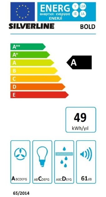 Silverline 3472 Bold 218 W 630 m3/h 60 cm Cam Karbon Filtreli Bacalı Duvar Tipi Damlumbaz Beyaz
