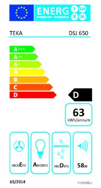 Teka DSJ 650 110 W 380 m3/h 90 cm Paslanmaz Çelik Karbon Filtreli Bacalı Duvar Tipi Damlumbaz Gri