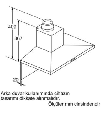 Bosch DWQ66DM50 220 W 610 m3/h 600 mm Cam Karbon Filtreli Bacalı Duvar Tipi Damlumbaz Gri