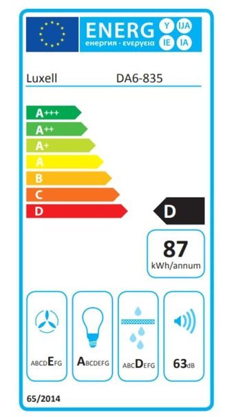 Luxell DA-835 190 W 650 m3/h 60 cm Cam Bacalı Duvar Tipi Damlumbaz Antrasit