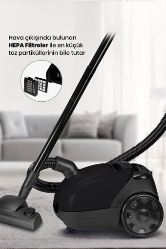 Goldmaster Titiz 700 W Yatay Toz Torbalı Süpürge Siyah