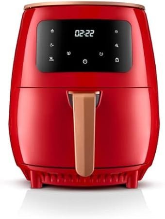 Feel Lagom Crunch Airfryer 4.5 lt Tek Hazneli Izgara Yapan Led Ekranlı Yağsız Sıcak Hava Fritözü Kırmızı