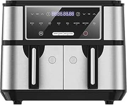 Iceagle Airfryer 9 lt İki Hazneli Izgara Yapan Led Ekranlı Yağsız Sıcak Hava Fritözü Gri