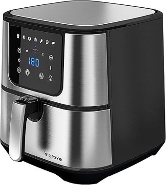 Improve ImpFR5001B Airfryer 5 lt Tek Hazneli Izgara Yapan Led Ekranlı Yağsız Sıcak Hava Fritözü Siyah