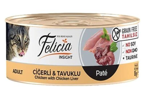 Felicia Tahılsız Ciğerli Tavuklu Ezme Yetişkin Yaş Kedi Maması 85 gr