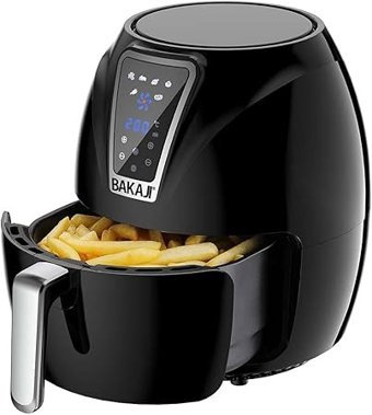 Bakajı Airfryer 3.2 Lt Tek Hazneli Izgara Yapan Led Ekranlı Yağsız Sıcak Hava Fritözü Siyah