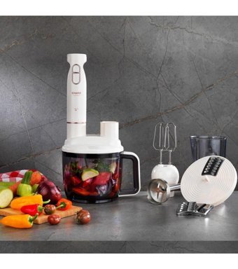 Schafer Chef Blend Mega 1500 ml Plastik Hazneli Turbolu 4 Bıçaklı 4'lü Blender Seti Krem