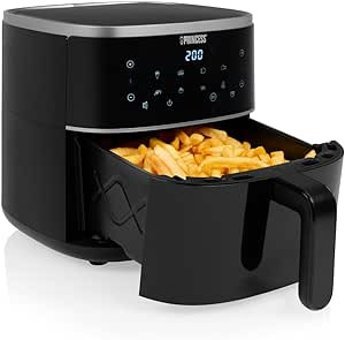 Princess 182254 Airfryer 8 lt Tek Hazneli Led Ekranlı Yağsız Sıcak Hava Fritözü Siyah