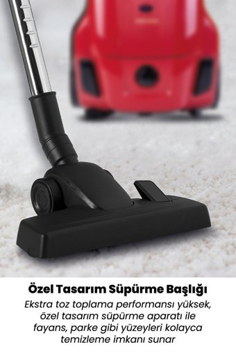 Goldmaster Fuerza 900 W Yatay Toz Torbalı Süpürge Kırmızı